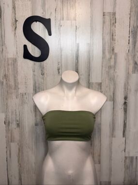 H&M Divided Olive Green Strapless Tube Top Bandeau Womens Size Small Cropped